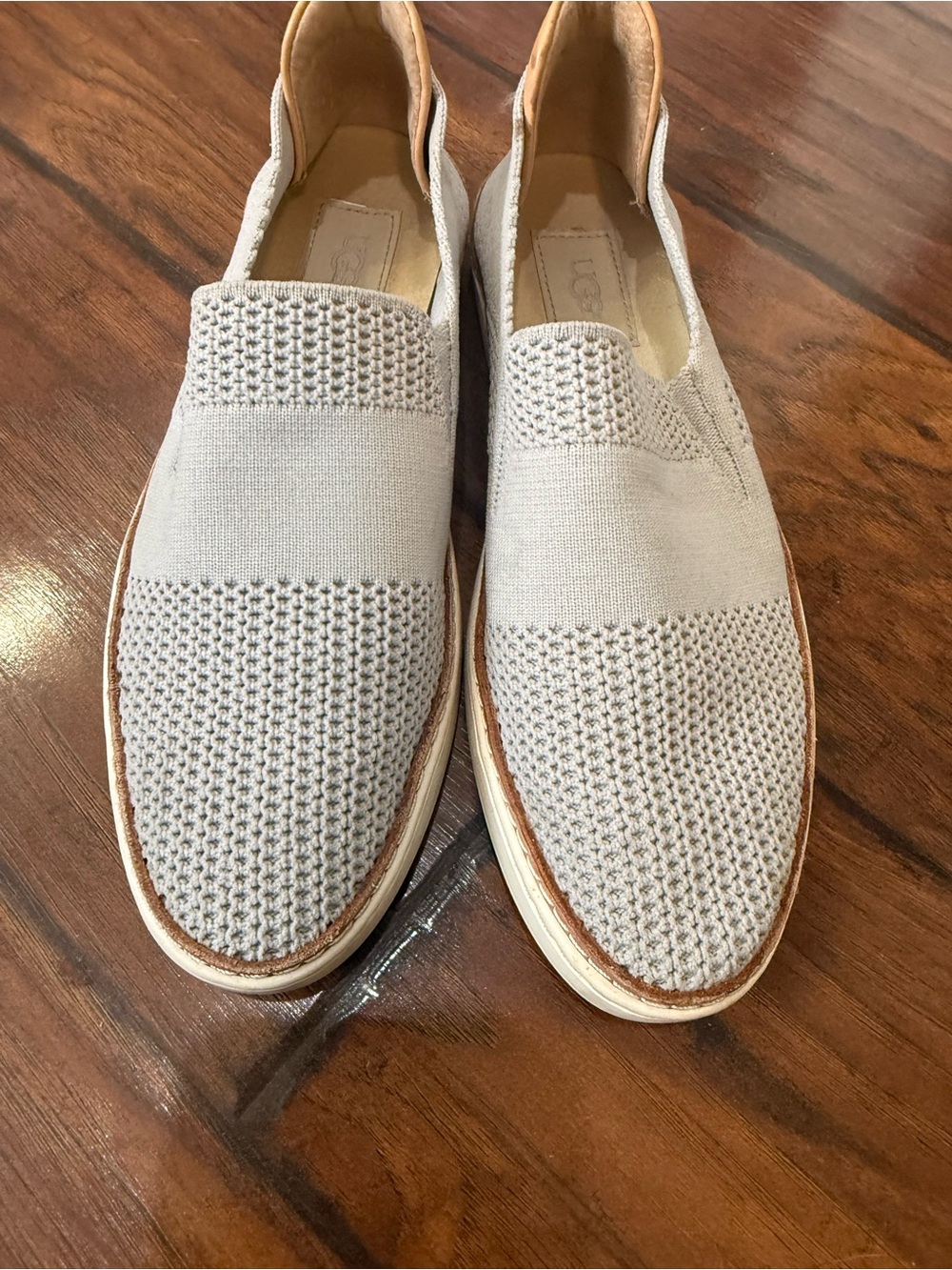 UGG women's Slip-On Knit Loafers - Light Gray